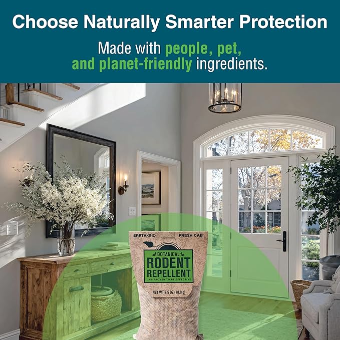 Fresh Cab Botanical Rodent Repellent - Environmentally Friendly, Keeps Mice Out, 12 Scent Pouches