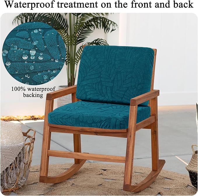 HEBE Stretch Patio Cushion Covers Set 8pcs,Waterproof Outdoor Couch Covers Replacement,Washable Reusable Seat Cushion Slipcovers for Patio Furniture Protector,Chair Cushion Cover