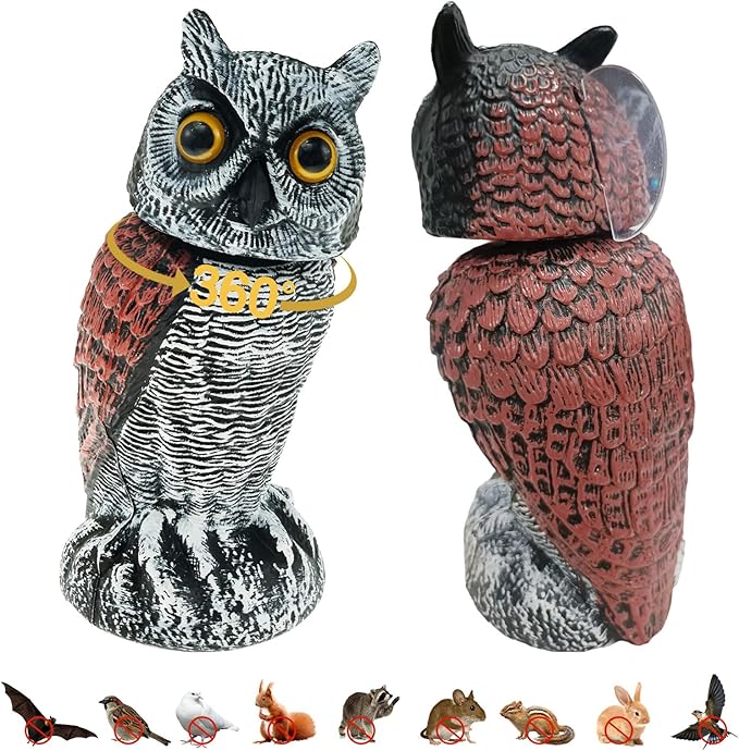 Fake owl Statue Decor, Fake Owls Waterproof for Garden Plant Orchard, Plastic owl Decor for Outside Indoor Home Patio Garden Yard Home Outdoor Decor