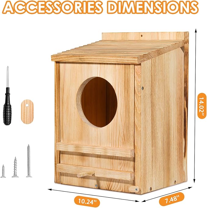 Barn Owl House,Owl Nesting Box for Outside, Wooden Screech Owls Nesting Box, Large Caliber Round Hollow Outdoor Bird's Boxes, Suitable for Wildlife Screech, Barred, Great Horned, Barn Owls