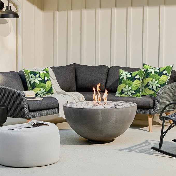 LVTXIII Outdoor Throw Pillows 20x20 Patio Waterproof Square Pillows with Piping Fade Resistant Accent Pillow for Spring Summer Garden Decoration, Set of 2, Jungle Leaves
