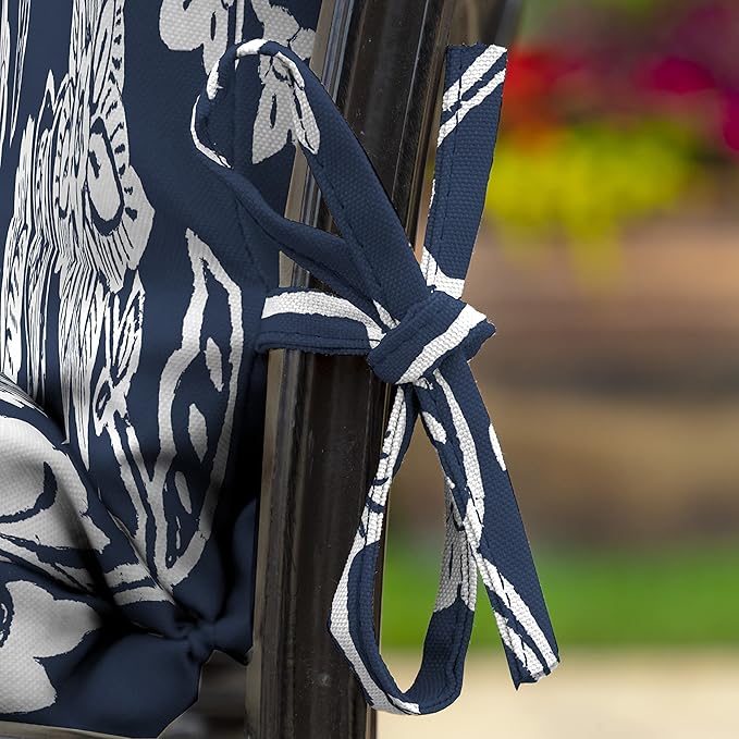 Arden 2-Pack Outdoor Patio Dining Chair Cushion, 20x44, Rain-Proof Seat Pad, Fade-Resistant Outdoor Cushion Sapphire Blue Ashland Jacobean