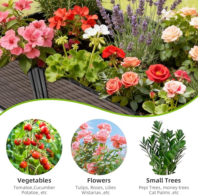Large Raised Planter Box Outdoor Self Watering 94.4"x15.7"x14.2", Deep Raised Garden Bed - Elevated Garden Box with Drainage Plug, Rectangular Garden Planter Perfect for Patio Balcony Deck