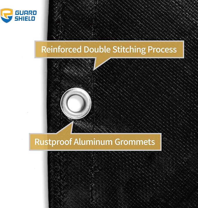 GUARD SHIELD Round Tarp Waterproof Heavy Duty Black 8 Feet Cover Outdoor Inflatable Pool Ground Cloth Tarps for Under Pool
