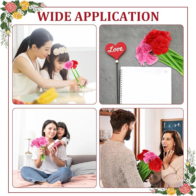 28 Pcs Flowers Pen Artificial Carnation Pens Carnation Shaped Ballpoint Pen Back to School Pen Wedding Floral Pens for Women Girlfriend Wife Mother Office Birthday Fitst Day Classroom Reward
