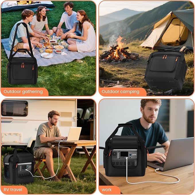 Carrying Case Compatible with Anker SOLIX C1000/C1000 Gen 2/C800/C800 Plus, Portable Power Station Bag with Shoulder Strap, Portable Generator Cover Compatible for Outside (Black, without wheels)