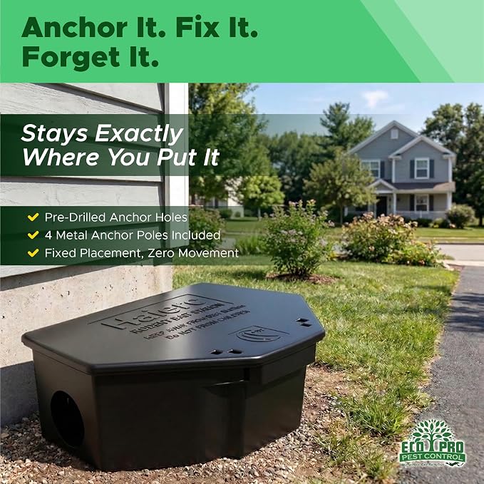 Mouse Bait Station 2 Pack Large Size, Tamper-Resistant Lockable Bait Boxes Indoor Outdoor, Large Rodent Bait Box with Key, Reusable Weather-Resistant Pest Control