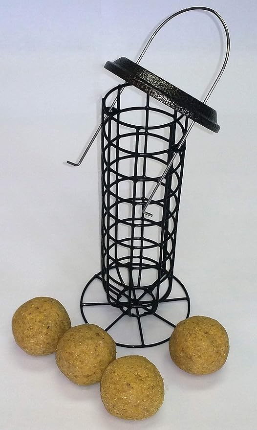 Wildlife Sciences Suet Ball Feeder and Suet Balls | Suet Ball and Feeder Combo | 4 Suet Balls and 1 Suet Feeder for Wild Birds