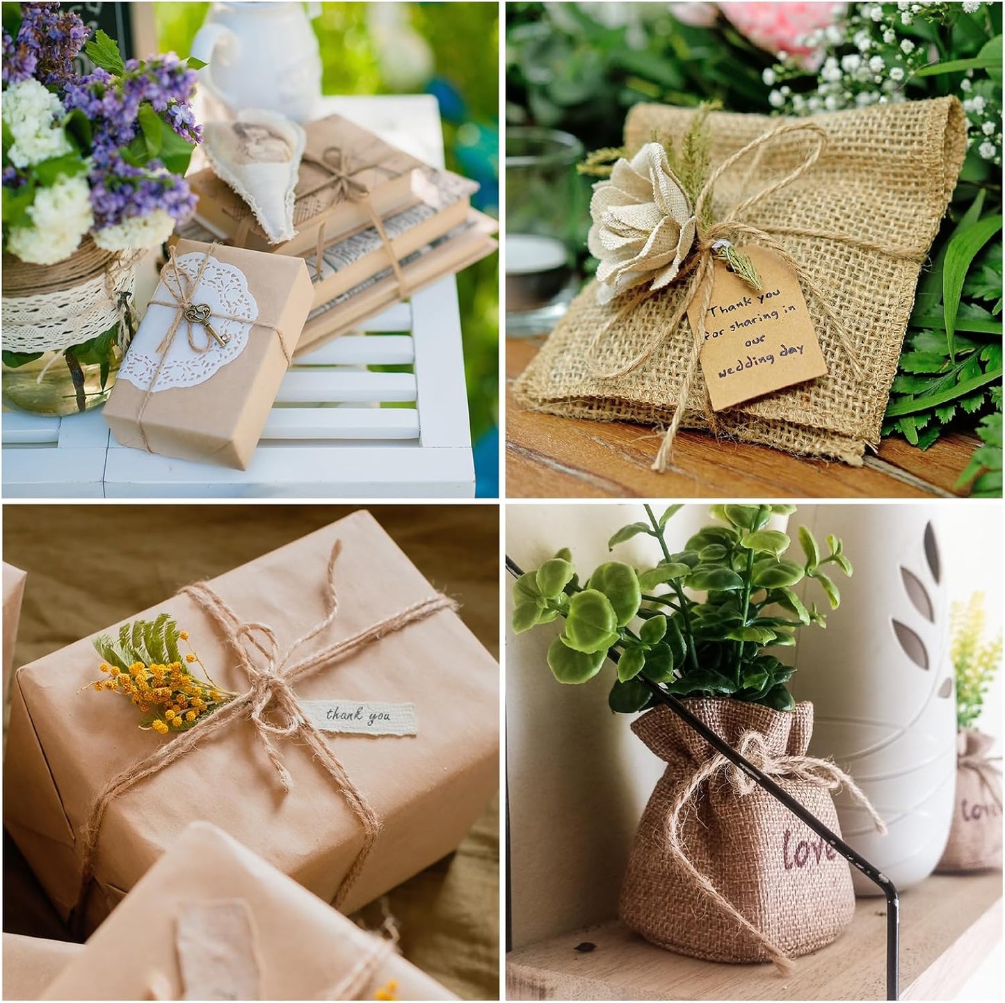 uxcell 328 Feet Natural Jute Twine String,3mm Thin Garden Twine Rope Colored Plant String Cord for DIY Art Crafts Gift Wrapping Decoration Packing Gardening Plant Hanger,Purple