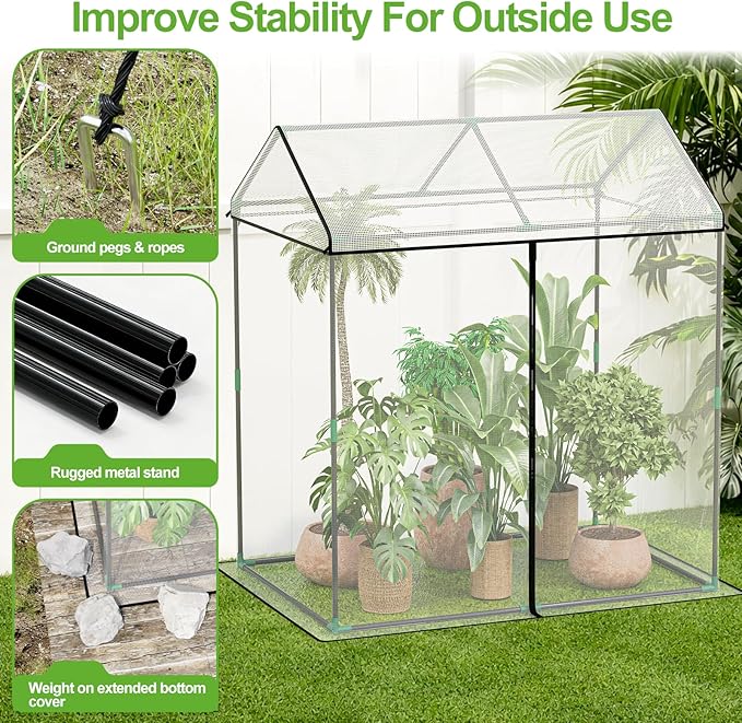 SPECILITE 51"x35"x49" Walk-in Garden Plant Netting Mesh Cover, Crop Cage with Frame and Zippered Door, Plant Protectors from Animals, Plant Protection Tent for Vegetables, Fruits, White