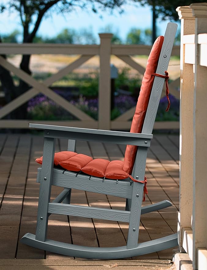 YEFU Adirondack Chair Cushion, Rocking Chair Cushions with Straps, Folding Patio Chair Pad for Indoor and Outdoor, 19.7x18.9x1.5 Inch, Burnt Orange, 4-Pack