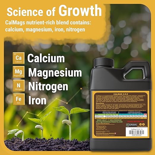 Cronk Nutrients CalMag 2-0-0 - Calcium, Magnesium and Iron Plant Fertilizer – Compatible with Soil, Soilless and Hydroponic Garden – Correct Common Deficiencies for Indoor & Outdoor Plants, 500mL