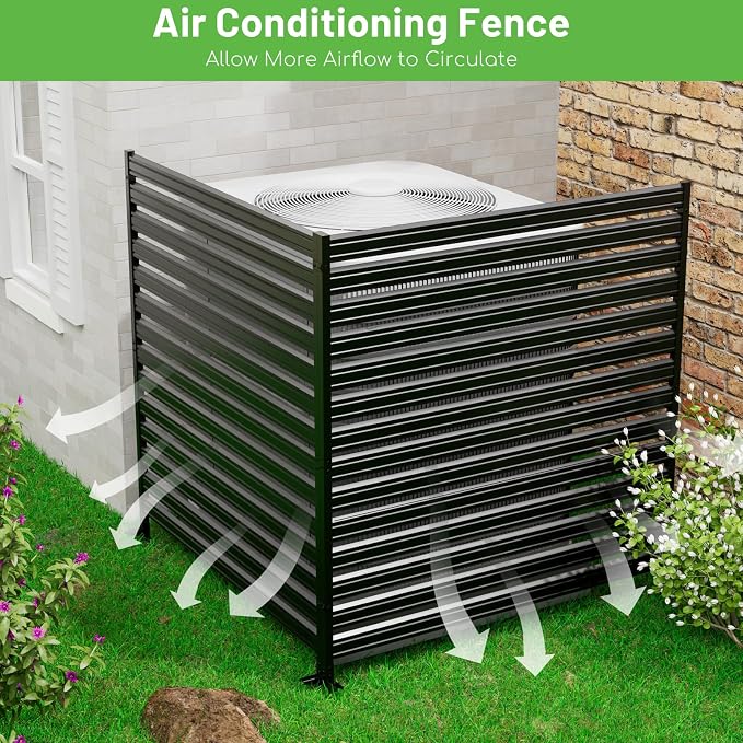 1 Panel No-Dig Metal Privacy Fence Screen, 60" H × 48" W Outdoor Air Conditioner Fence, Rustproof AC Unit Cover to Hide Trash Bins, Pool Equipment Enclosure, Decorative Garden, Patio & Backyard