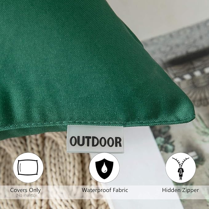 MIULEE Pack of 2 Decorative Outdoor Waterproof Christmas Pillow Covers Garden Cushion Sham Throw Pillowcase Shell for Spring Patio Tent Couch 18x18 Inch Army Green