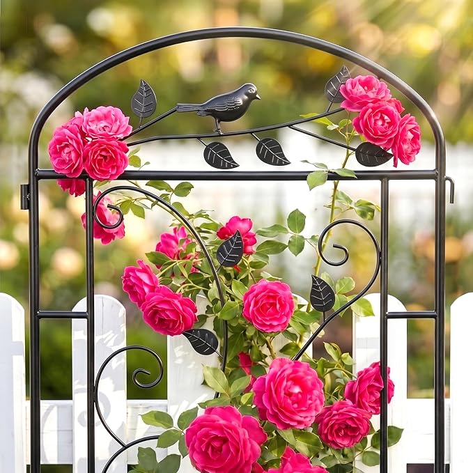 Garden Trellis for Climbing Plants, 2 Pack 71x20 in Metal Lattice Panel with Black Coating, Tall Climbing Support for Rose Vines Clematis Flowers Vegetables Fruits - Plant Trellis Outdoor