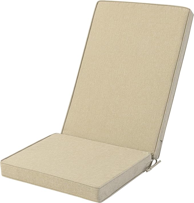Adirondack Chair Cushion - Removable Cover, Water-Repellent & Fade-Resistant Faux Linen, Securing Straps, Non-Slip Bottom, Fit for Most Outdoor Adirondack & Rocking Chairs - Nature