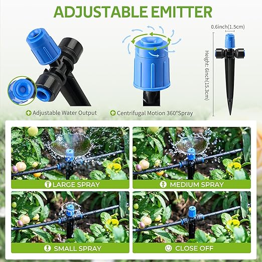 HIRALIY 50FT Quick Connect Garden Watering System with Adjustable Vortex Drippers, Saving Water Automatic Drip Irrigation Kit for Raised Bed and Plants Vegetable Garden