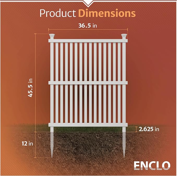 45.5in H x 36.5in W (2 Panels) No Dig Enclo Wilmington White Vinyl Privacy Screen, Outdoor Privacy Panels, Trash Can Enclosure, Air Conditioner Fence, Pool Equipment Enclosure, ZP19008