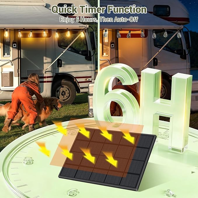 Solar String Lights Outdoor Waterproof, LED Shatterproof Bulbs Solar Powered with Remote & USB Port, 3 Light Modes Dimmable Patio Lights