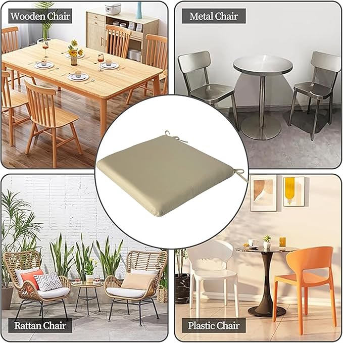 Outdoor Seat Cushions, Water-Resistant Stain-Resistant Weather Resistant Outdoor Chair Cushions Square Corner Patio Chair Cushions Set of 2, 18.5"x18.5"x2.7",Beige