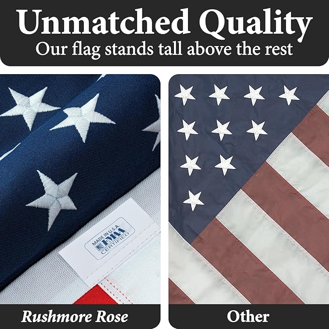 Large American Flag for Outside 6X10 American Flag Outdoor Heavy Duty Made in USA -US Flag 6x10 Outdoor with Embroidered Stars and Sewn Stripes 6x10 US Flag for High Wind- All Weather Flags