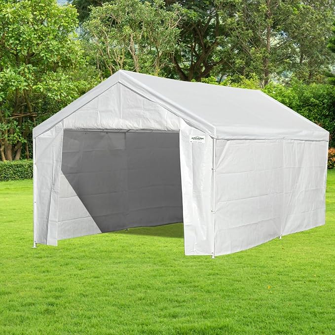 Caravan Canopy Domain Carport Sidewall Kit, White, 12' x 26', Set of 4 Walls, Sun Protection, 19 lbs, Polyethylene Material, Frame Not Included