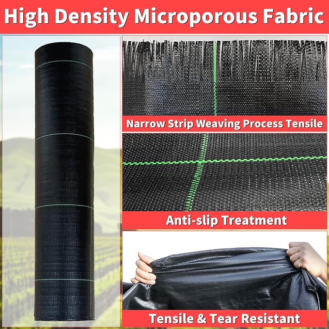 6ft x 100ft Landscape Fabric -Heavy Duty Weed Barrier Fabric for Landscaping, Weed Blocker Cloth,Geotextile Fabric for Garden, Driveway & Ground Cover, Garden Weed Mats,Grid Design