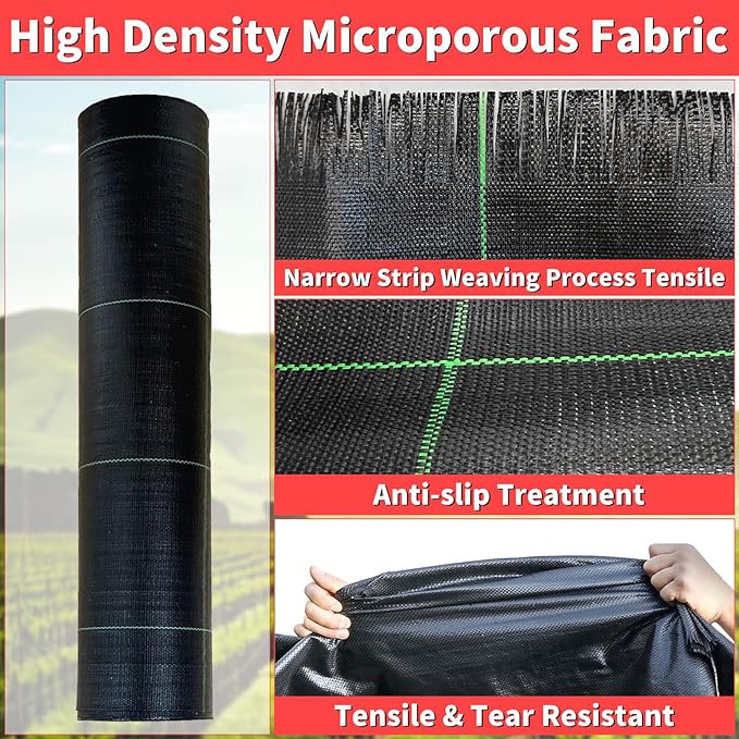 6ft x 300ft Landscape Fabric -Heavy Duty Weed Barrier Fabric for Landscaping, Weed Blocker Cloth,Geotextile Fabric for Garden, Driveway & Ground Cover, Garden Weed Mats,Grid Design