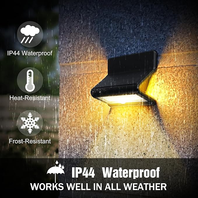 AURAXY Solar Motion Sensor Security Lights Outdoor, Bright Waterproof LED Lights, Wireless Solar Wall Light to Protect Your Home for Front Door Yard Backyard Garage Porch Fence