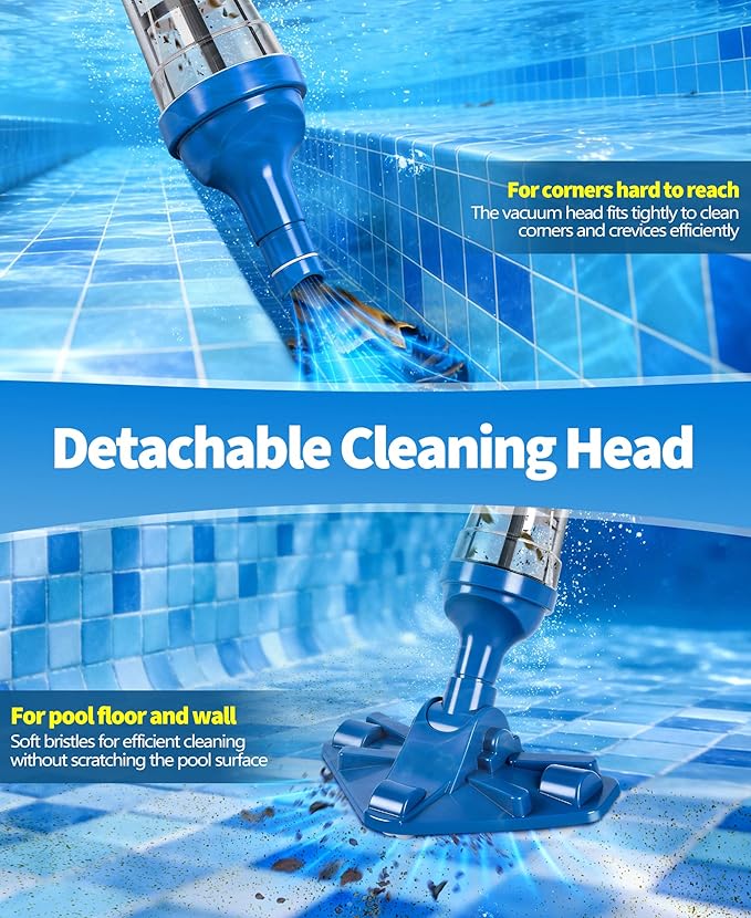 2026 Upgraded Powerful Hot Tub Vacuum Cordless, 15.8 Gals/Min Spa Vacuum for Hot Tub, Handheld Pool Vacuum Cleaner with Water Sensor, Small Pool Vacuum Rechargeable -90 Mins Running Time-Cyan