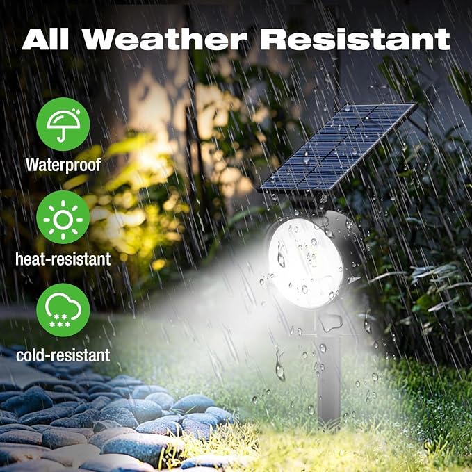 nipify 12 Pack Solar Lights Outdoor Waterproof, 3 CCT Solar Spot Lights with 2 Brightness Landscape Spotlights for Outside Garden Yard Trees