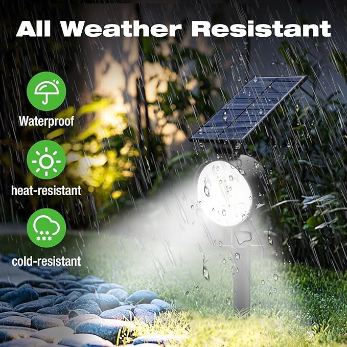 nipify 4 Pack Solar Lights Outdoor Waterproof, 3 CCT Solar Spot Lights with 2 Brightness Landscape Spotlights for Outside Garden Yard Trees