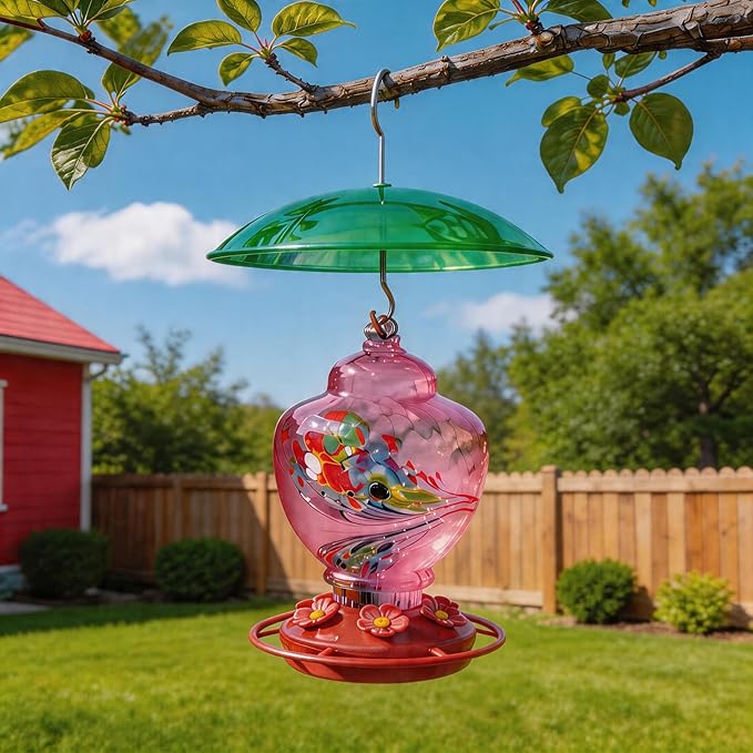 Small Rain Cover for Bird Feeder - 2PC x 8" Mini Hanging Weather Guard Protective Dome Against Rain/Snow/Sun - Green Translucent Plastic - Dia. 20CM
