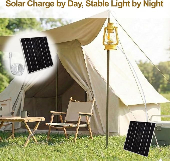 Eco-friendly 6W 5V Monocrystalline Solar Panel, Type-C Interface, IP66 Waterproof, 6.5-foot Cable, High Conversion Rate, Compatible with Various Electronic Devices