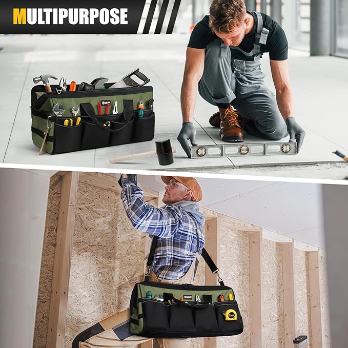 UUP Heavy Duty Tool Bag 20-Inch, Extra Large 16-Pocket Portable Empty Tool Box Organizer Storage, Toolbox Organization, Soft Handle Carrying Toolbag with Zipper, Father Dad Men Mechanic Birthday Gift