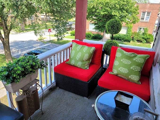 FLYMEI Patio Cushion Covers 18x18x2 Waterproof Outdoor Cushion Cover Replacement 4Packs Outdoor Seat Cushion Slipcover for Rattan Chair Sofa, Red, Christmas Pillow Decoration
