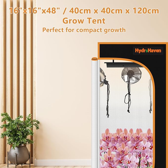16"x16"x48" Grow Tent Kit - Heavy-Duty 600D Diamond Mylar Lining, 98% Reflective, Viewing Window & Waterproof Floor Tray for Hydroponics Indoor Growing