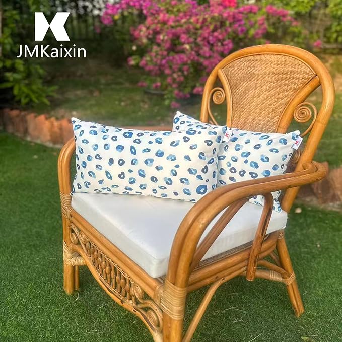 Pack of 2 Patio Lumbar Pillows, 12"x20" Fade Resistant Outdoor Waterproof Lumbar Pillow with Inners, Decorative Garden Lumbar Cushions for Home Patio Terrace Sofa Use