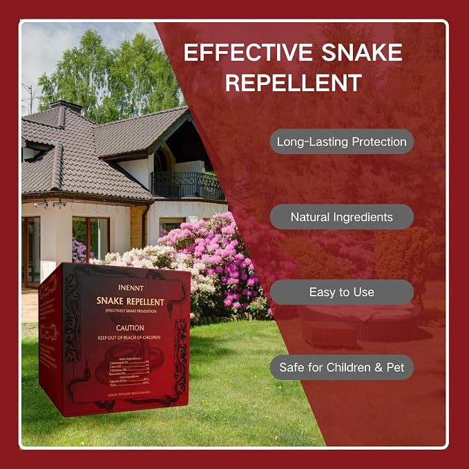 Snake Repellent for Yard - Powerful Outdoor Protection | Pet & Child Safe | Natural Snake Deterrent for Home, Garden, Camping | Targets Copperhead & Rattlesnakes - 12 PCS
