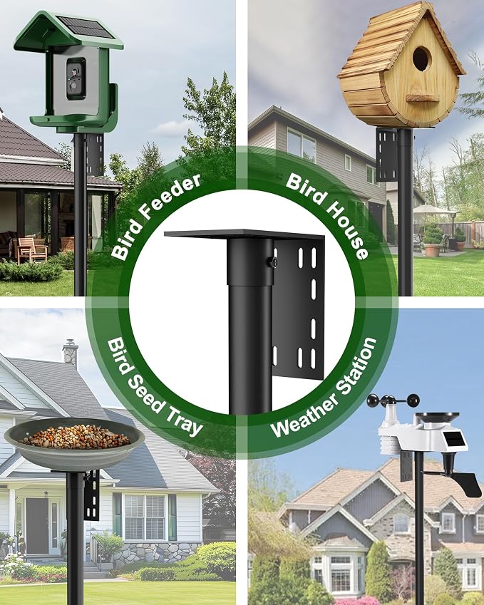 Bird Feeder Pole – 90 Inch Height Bird House Pole with 1-Inch Dia Heavy Duty for Birdfeeders, Feeding Stand with Mount Kit for Outdoor, Slip-Fit Connection, Black