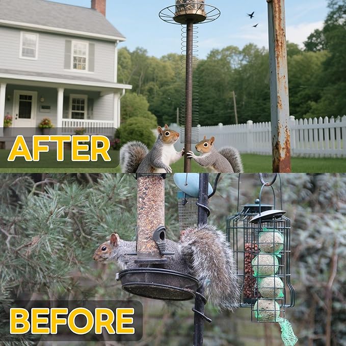 Deecam 2 PCS Squirrel Proof Spring Barrier Device, 2.3 Inch Metal Coil Guard for Bird Feeder Poles, Outdoor Hanging Bird Feeders and Bird House Accessories