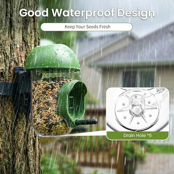 LONA Bird Feeders for Outdoors, Tube Feeder Weatherproof with Multiple Hanging Methods, Wild Bird Feeding Silo for Outside, 1 Port