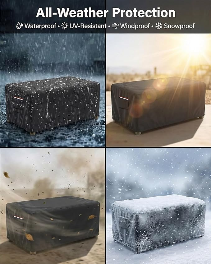 Waterproof Rectangular Patio Coffee Table Cover, 600D Heavy Duty Outdoor Furniture Protection Weather UV Resistant for Patio Furniture Protective Garden Table Cover 36 x 24 x 16 inches,Black
