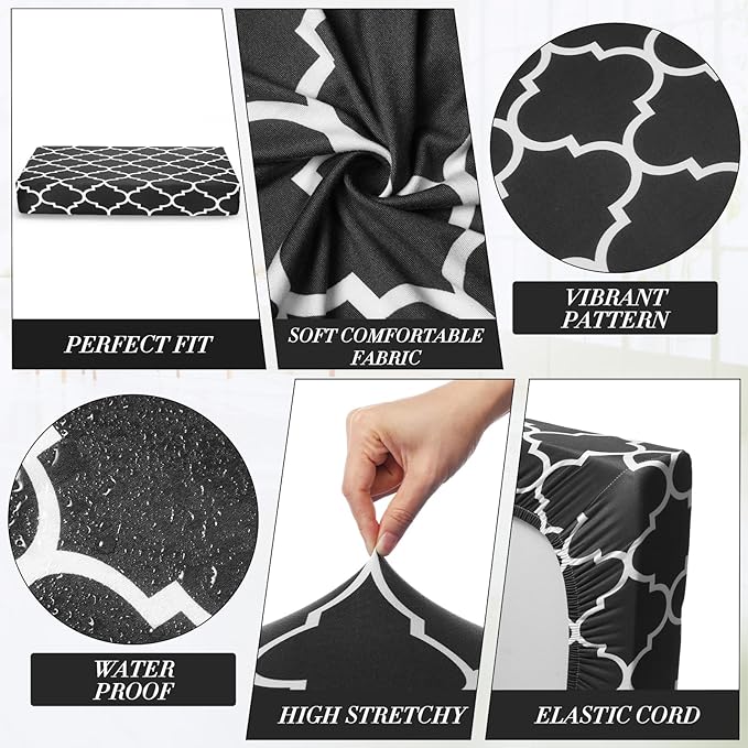 Newwiee 8 Pcs Stretch Patio Outdoor Cushion Covers Waterproof Replacement Sofa Couch Covers for 4 Backrests and 4 Cushions Washable Lawn Garden Seat Furniture Protector(Dark Gray)