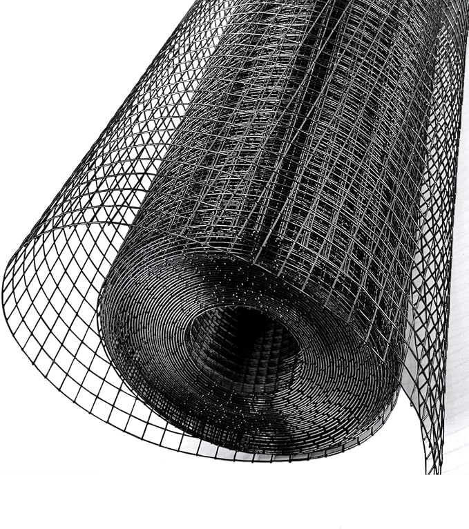 Black Hardware Cloth 1/2 inch 72" x 100' 19 Gauge - Reliable Vinyl Coated Wire Roll for Secure Garden Fencing & Chicken Run Solutions