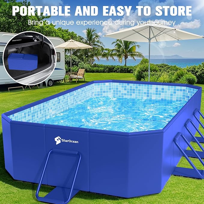 StarOcean 2026 Large Foldable Pool,Non-Inflatable Swimming Pool for Kid,Adult Collapsible Pool Hard Plastic,Overthickened Extra Large Foldable Pool,Portable Folding Kid Pool for Backyard,90"x50"x20"