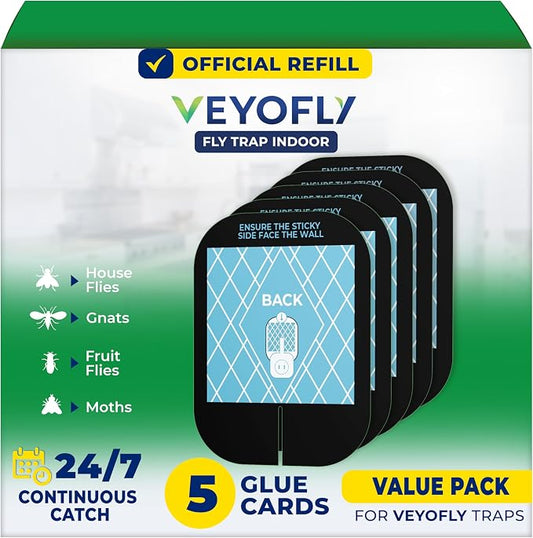 VEYOFLY Fruit Fly Traps for Indoors Official Refill, Gnat Trap Indoor Plug in, Bug Traps, Flying Insect Trap, Gnat Traps for House Indoor, Fly Trap Indoor for Home, Mosquito Catcher, Pack of 5 Refills