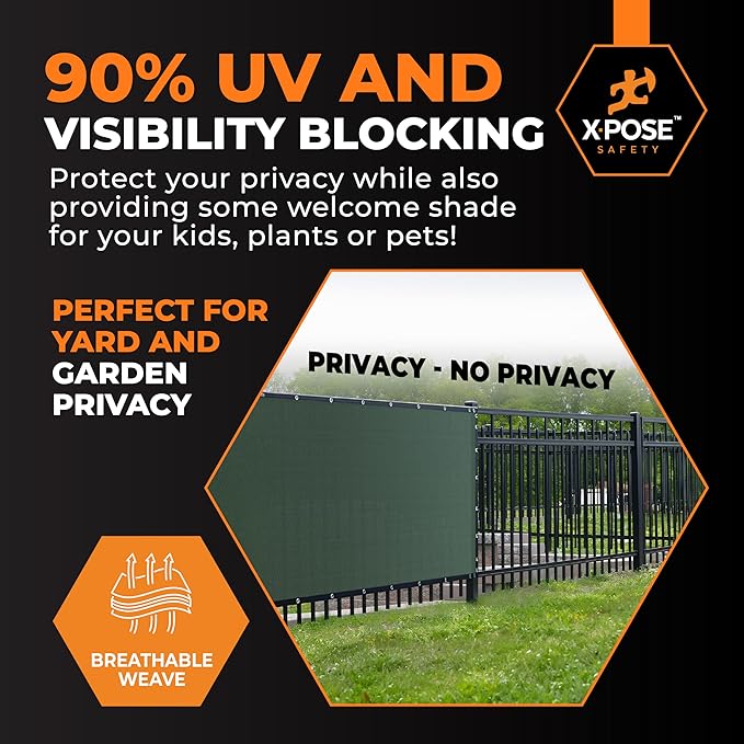 Xpose Safety Privacy Fence Screen 4’ x 50’ (6 Pack) – Heavy Duty Green Mesh with 90% Visibility Block, UV Protection – for Garden, Yard, Nursery, Kennel, Dog Run, Greenhouse