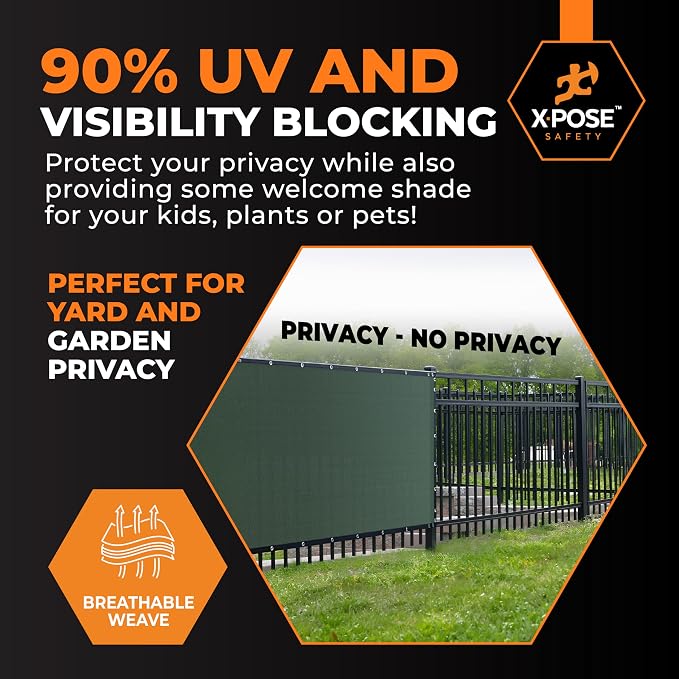 Xpose Safety Privacy Fence Screen 6’ x 50’ – Heavy Duty Green Mesh with 90% Visibility Block, UV Protection – for Garden, Yard, Nursery, Kennel, Dog Run, Greenhouse