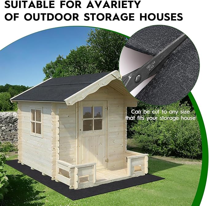 Outdoor Storage Shed Floor Mat Waterproof Thick 8.2x5.9 FT Shed Carport Mat with Non Slip Backing for Garden Shed, Patio Furniture, Garage, Backyard